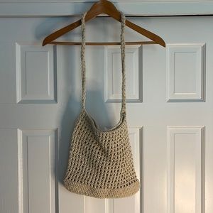 Beige knit beach/ summer bag.